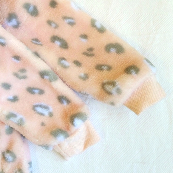 george fluffy pink animal print cat zipper bunting suit with hoodie 6 months - Picture 5 of 7